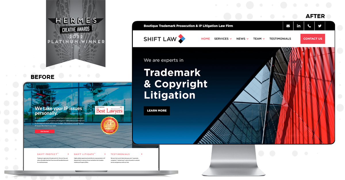 Shift Law Website Redesign – Hermes Platinum Award Winner